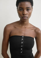 Ribbed strapless swimsuit black