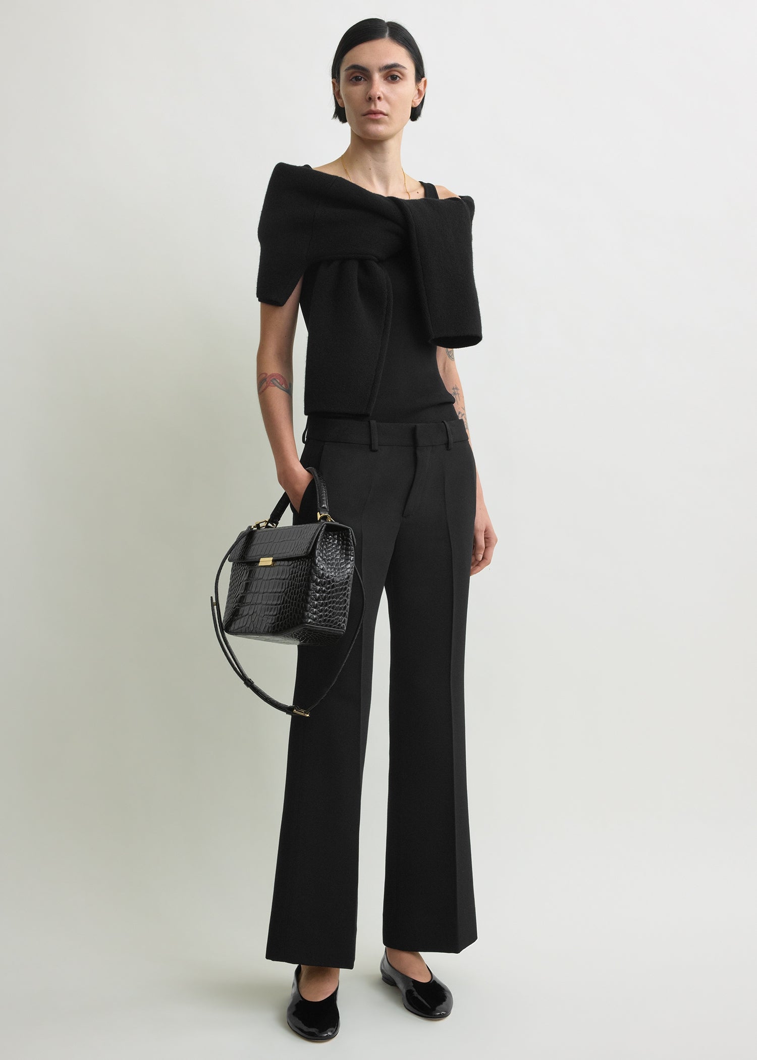 Kick flare trousers black