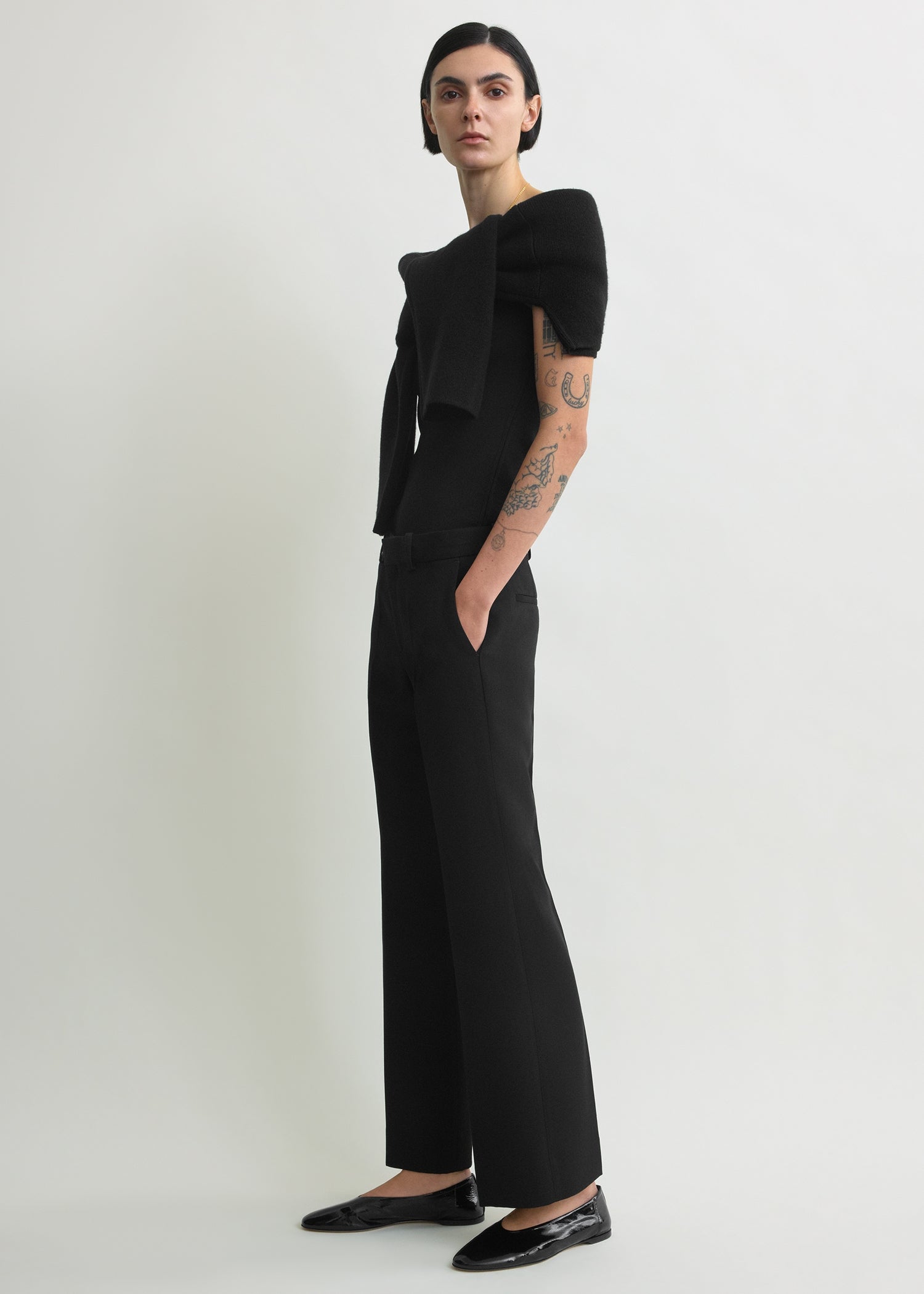 Kick flare trousers black