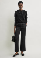 Kick flare raw-edge trousers black