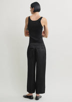 Satin drawstring trousers black