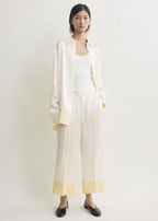 Satin drawstring trousers white