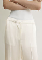 Satin drawstring trousers white