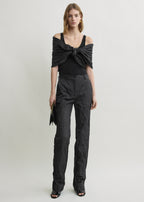 Crinkled cotton trousers black