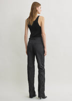Crinkled cotton trousers black