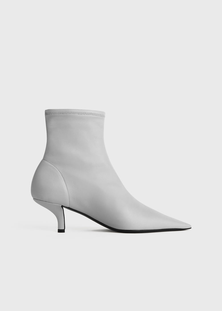 Nappa heeled sock boots light grey