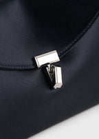 Mini T-lock satin clutch navy