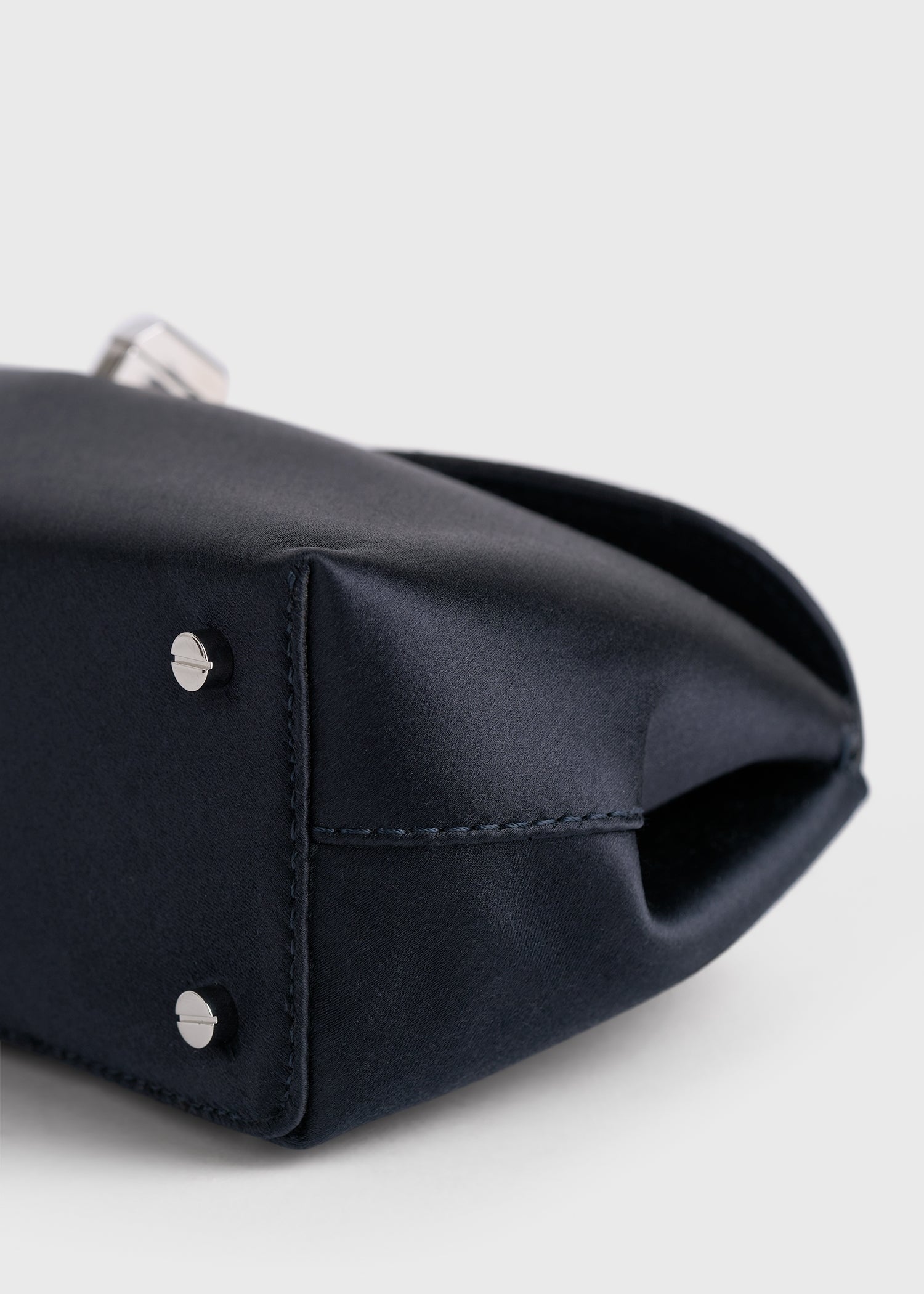 Mini T-lock satin clutch navy