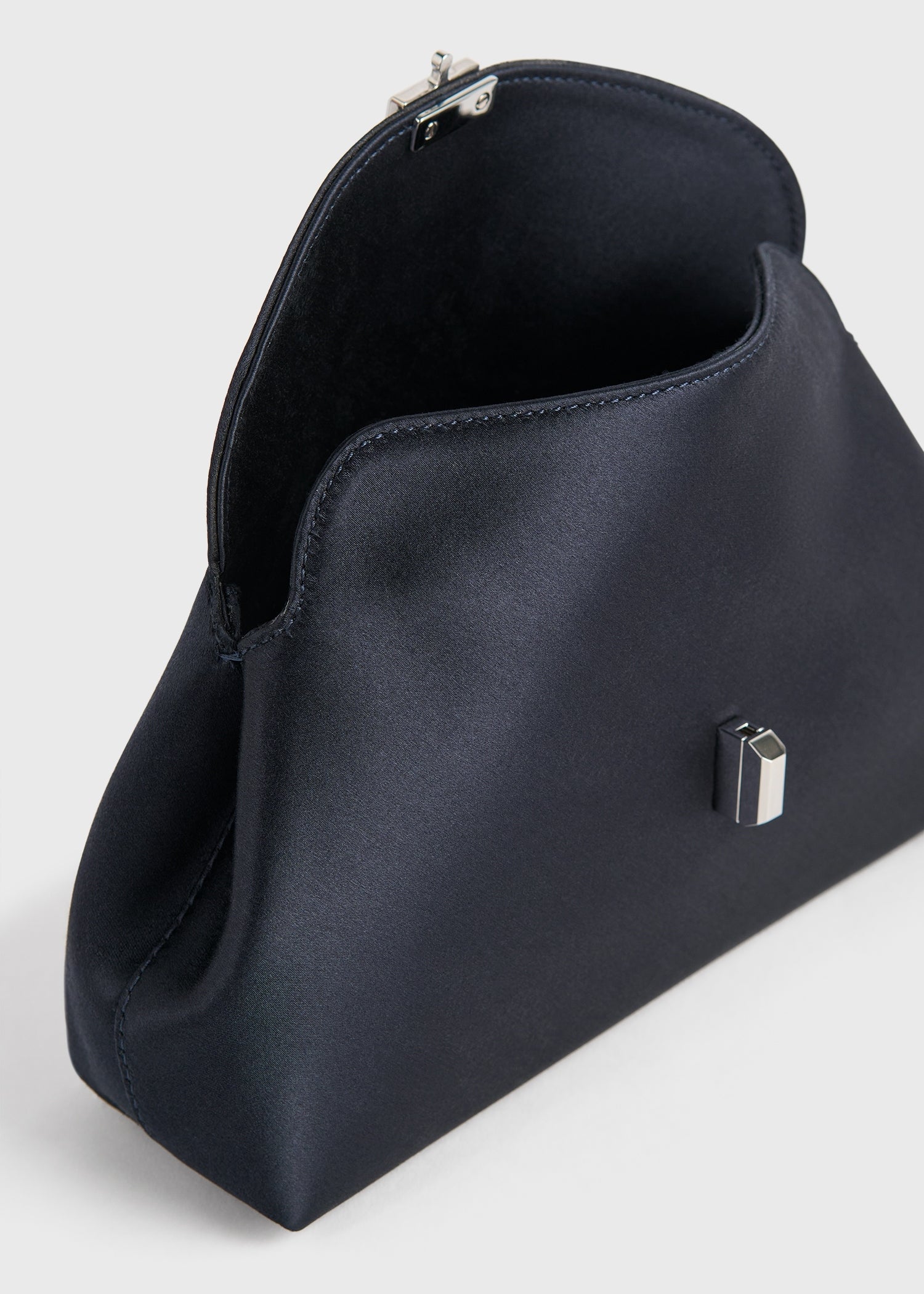 Mini T-lock satin clutch navy