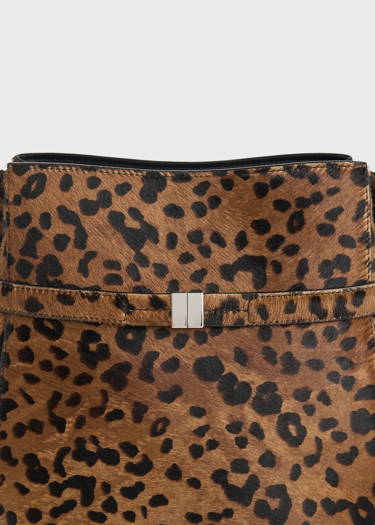 Belted pony hair bucket bag leopard
