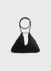 Bevel suede wristlet black