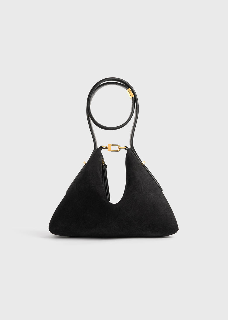 Bevel suede wristlet black
