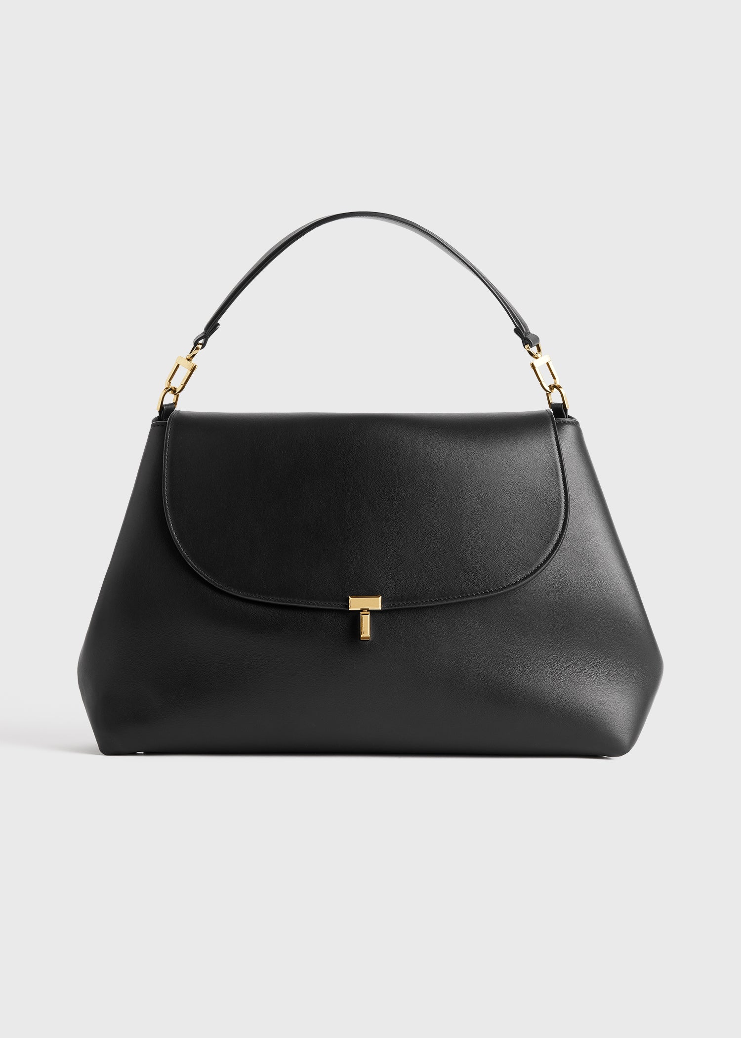 T-lock leather satchel black
