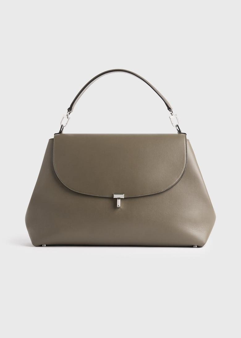 T-lock leather satchel taupe