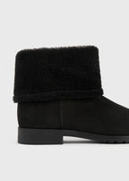 Fold-down shearling boots black