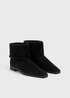 Fold-down shearling boots black