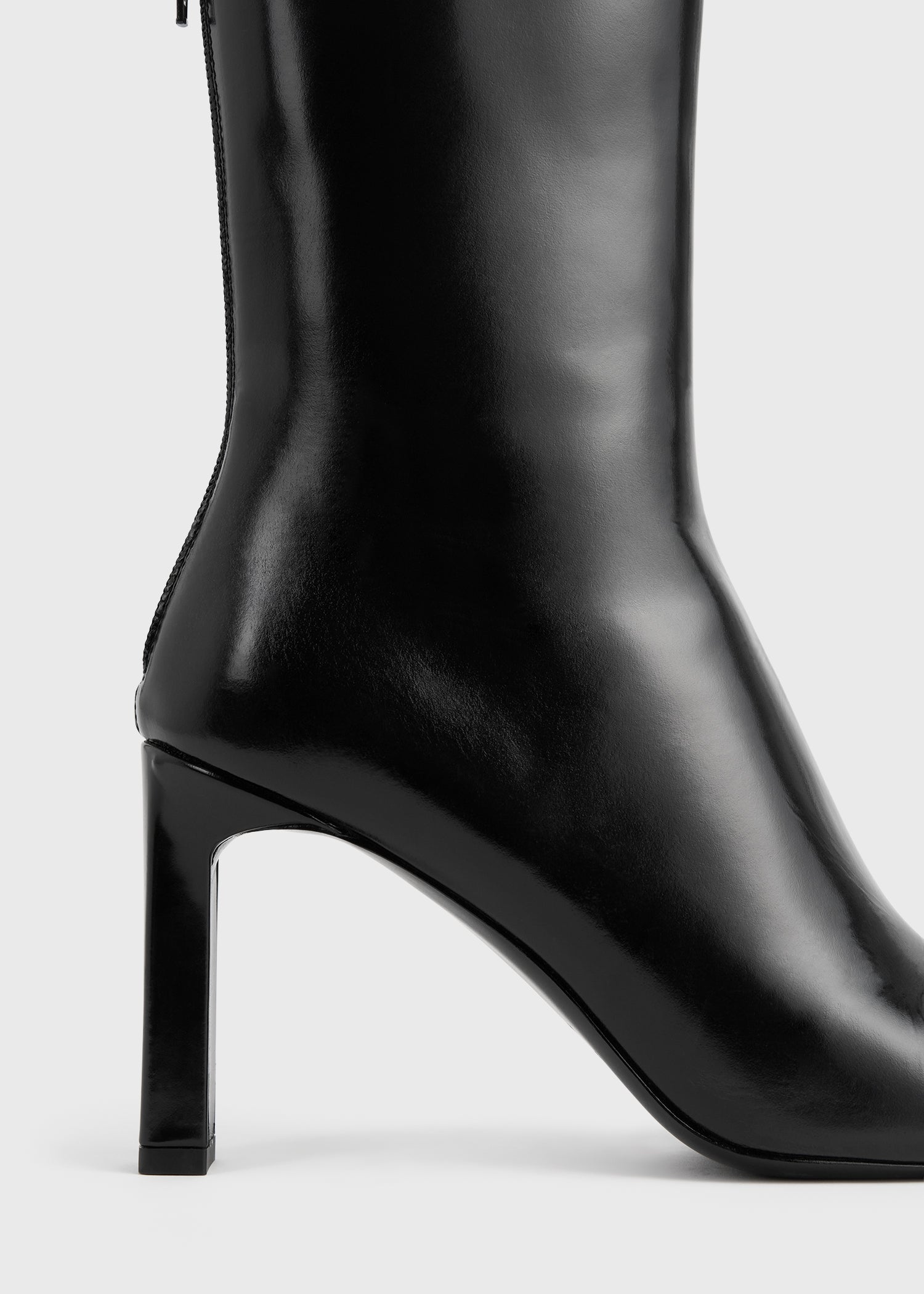 Bar glossy leather boots black
