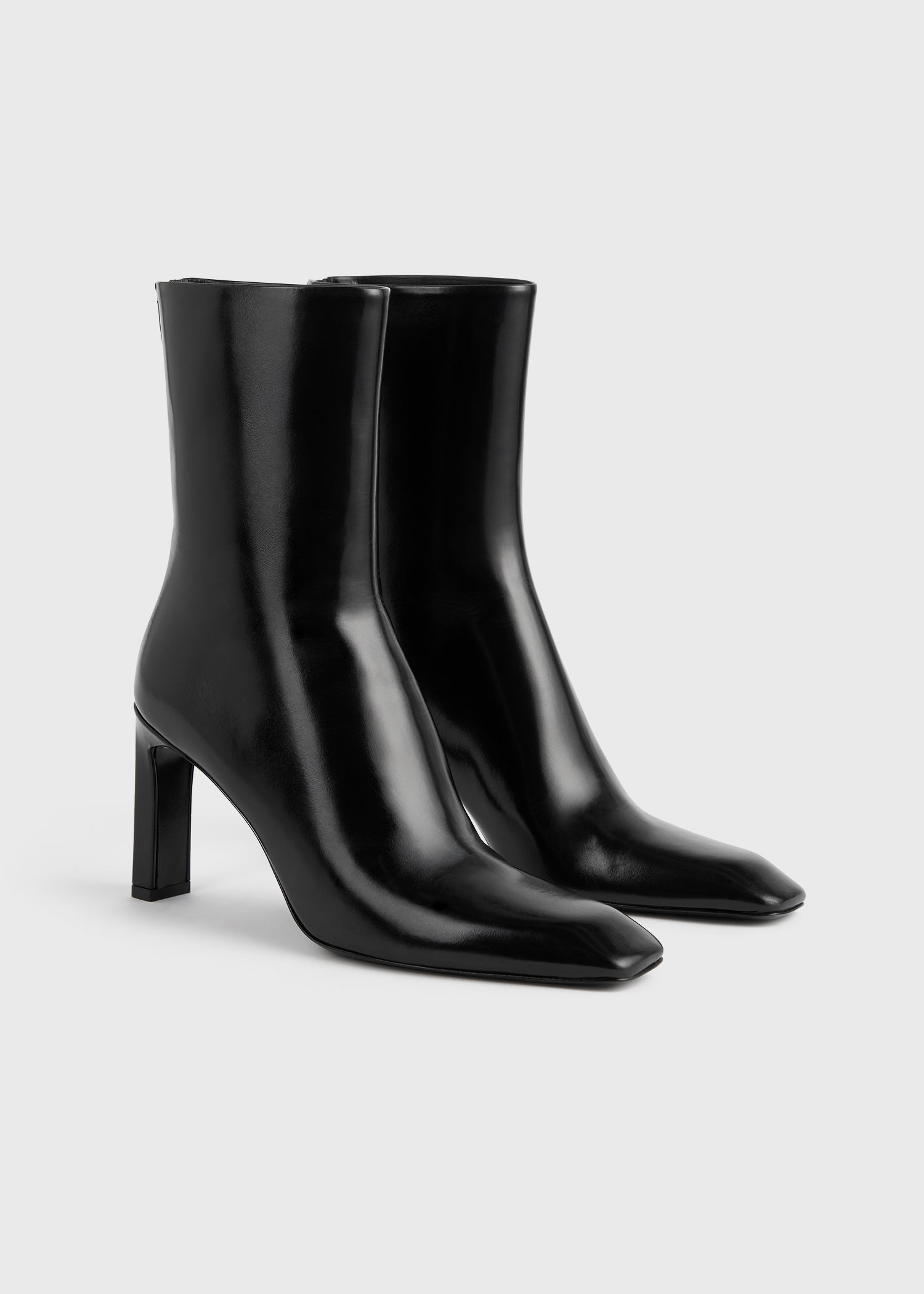 Bar glossy leather boots black