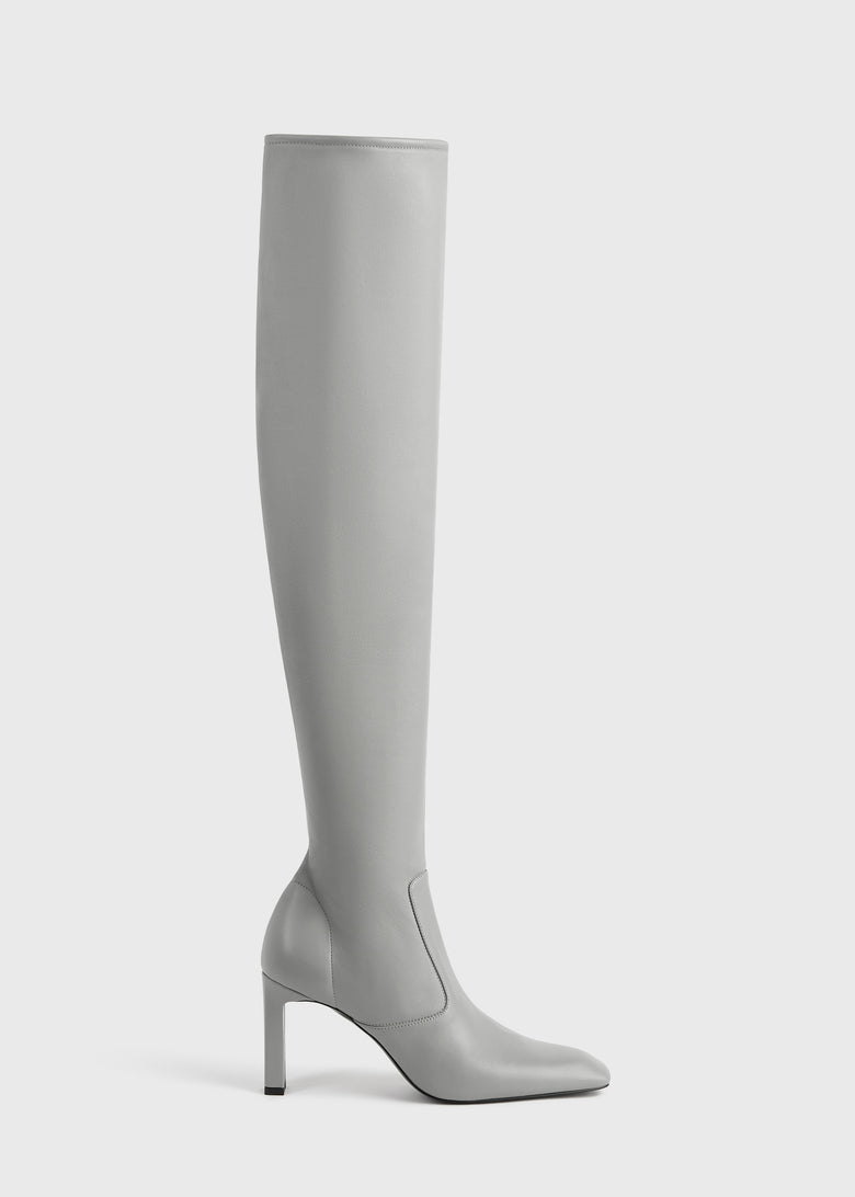 Nappa over-the-knee boots light grey