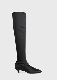Satin knee-high boots black