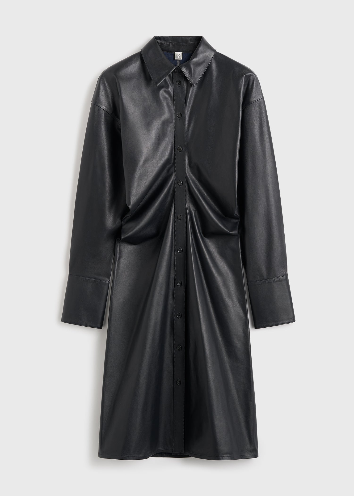 Leather slouch shirtdress navy
