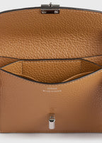 T-lock grained-leather cardholder tan