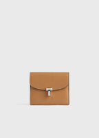 T-lock grained-leather cardholder tan