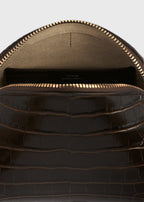 Small croco-embossed day pouch dark brown