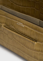Soft croco-embossed t-clutch biscuit