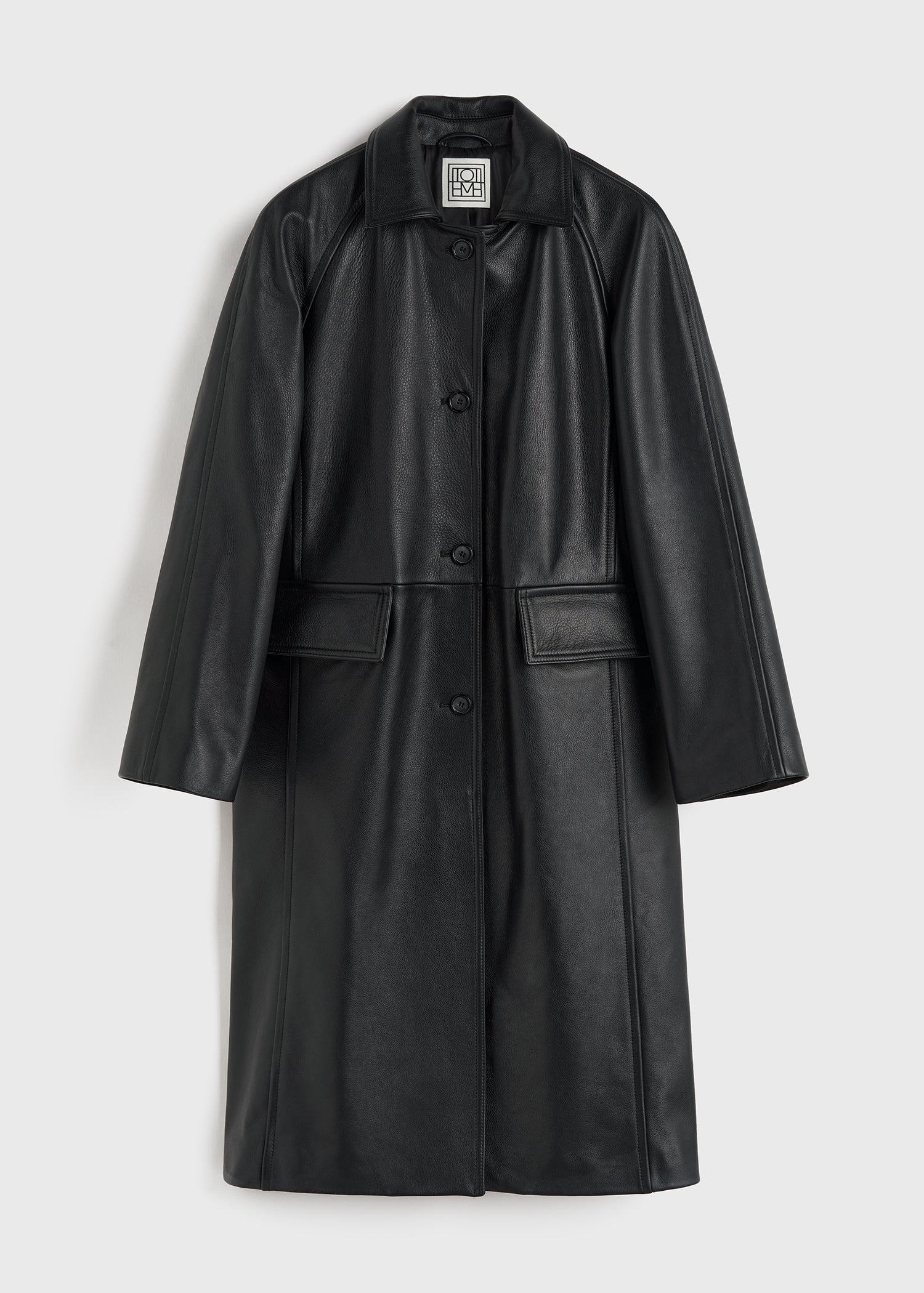 Raglan leather coat black