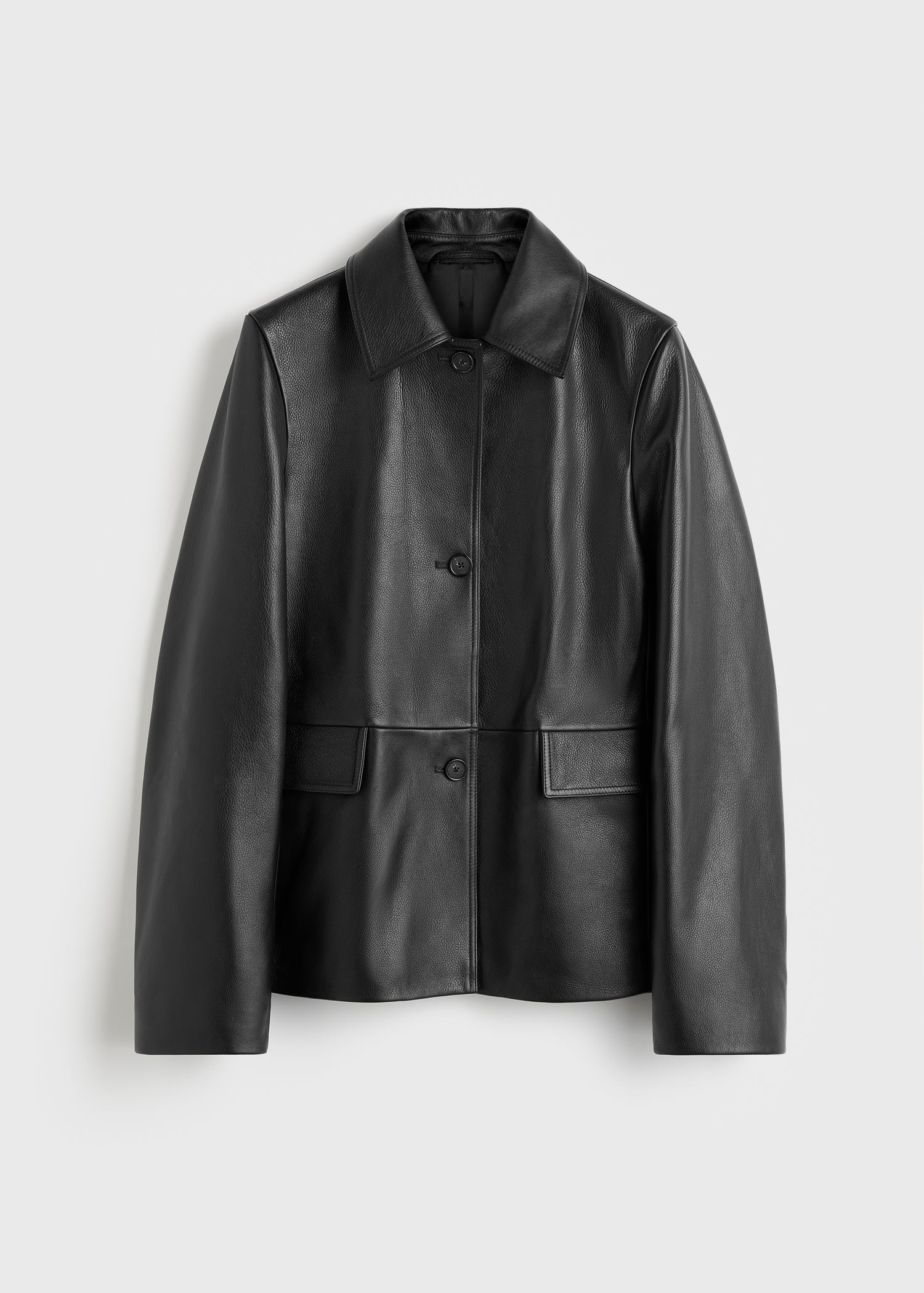 Grained leather jacket black