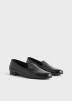 Grained-leather loafers black