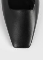Square leather kitten mules black
