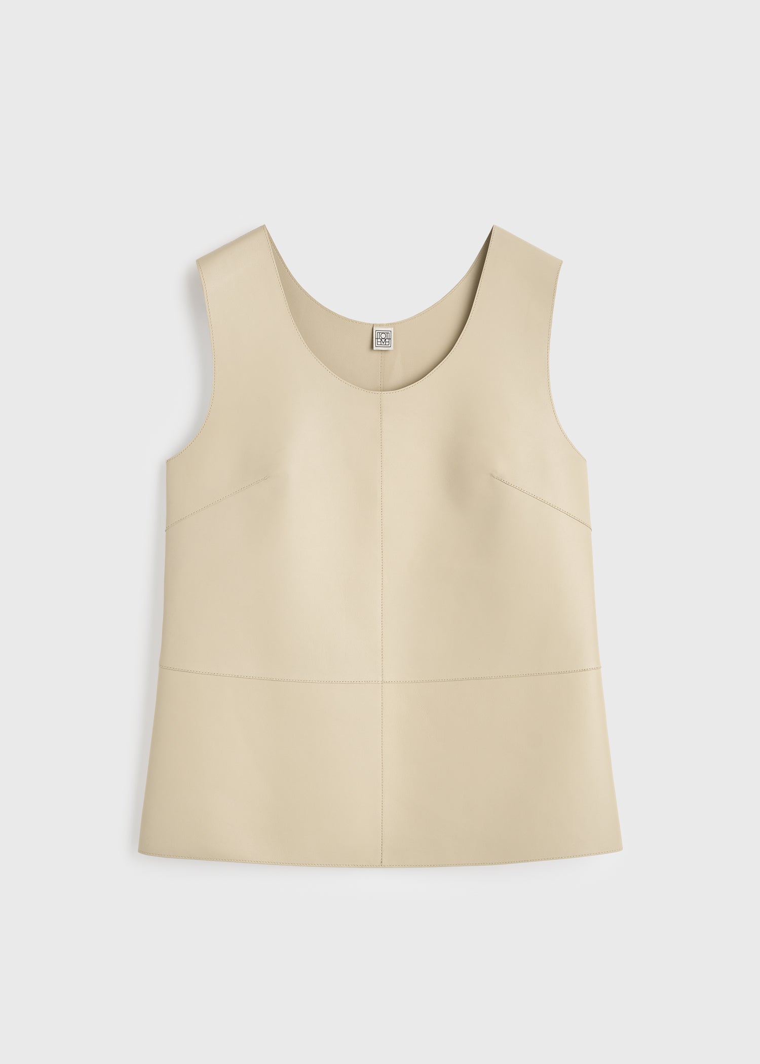 Scoop-neck leather top sand
