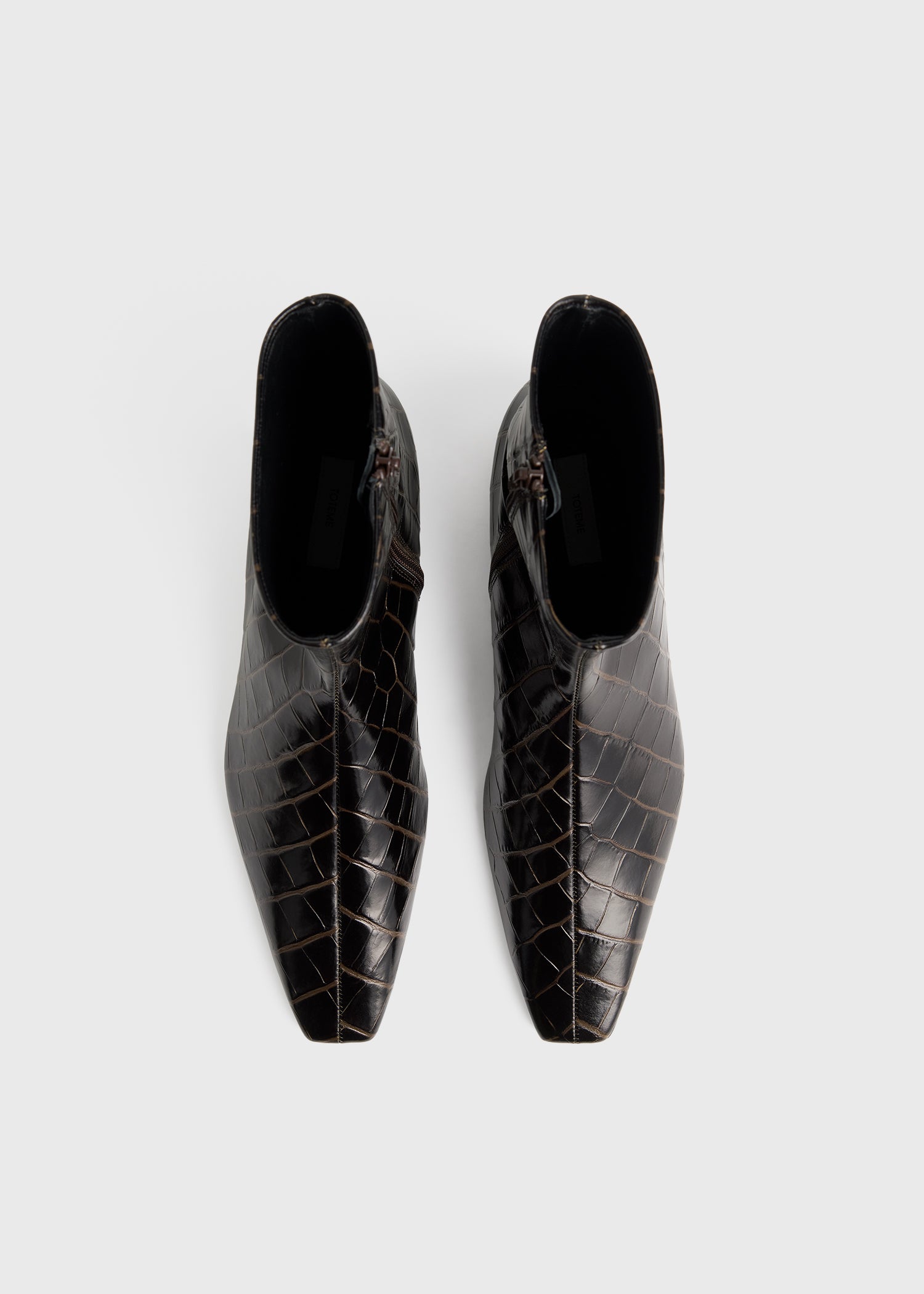 Zipped croco-embossed chelsea boots dark brown