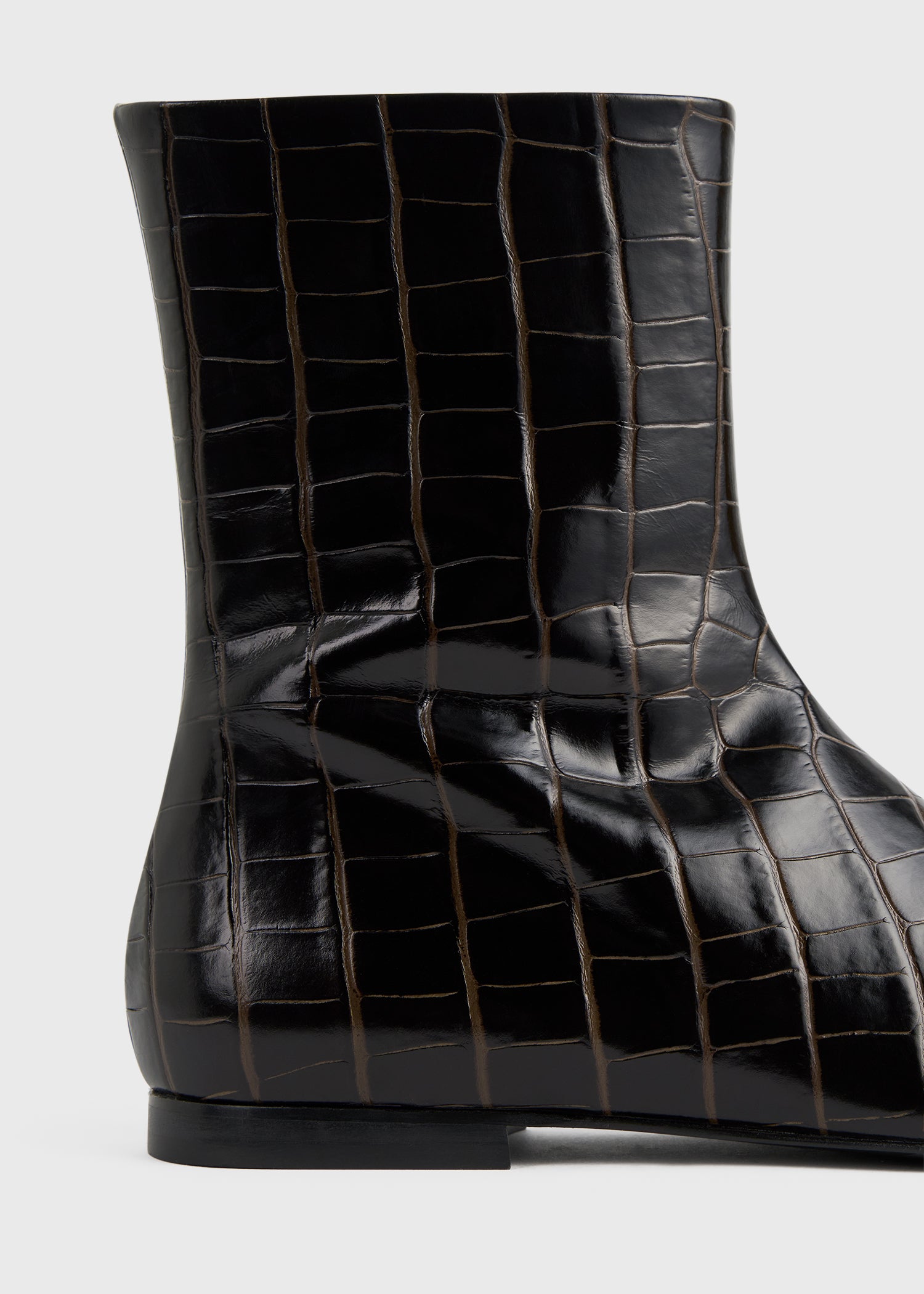 Zipped croco-embossed chelsea boots dark brown