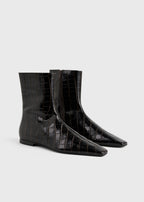 Zipped croco-embossed chelsea boots dark brown