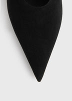 Sharp suede kitten pumps black