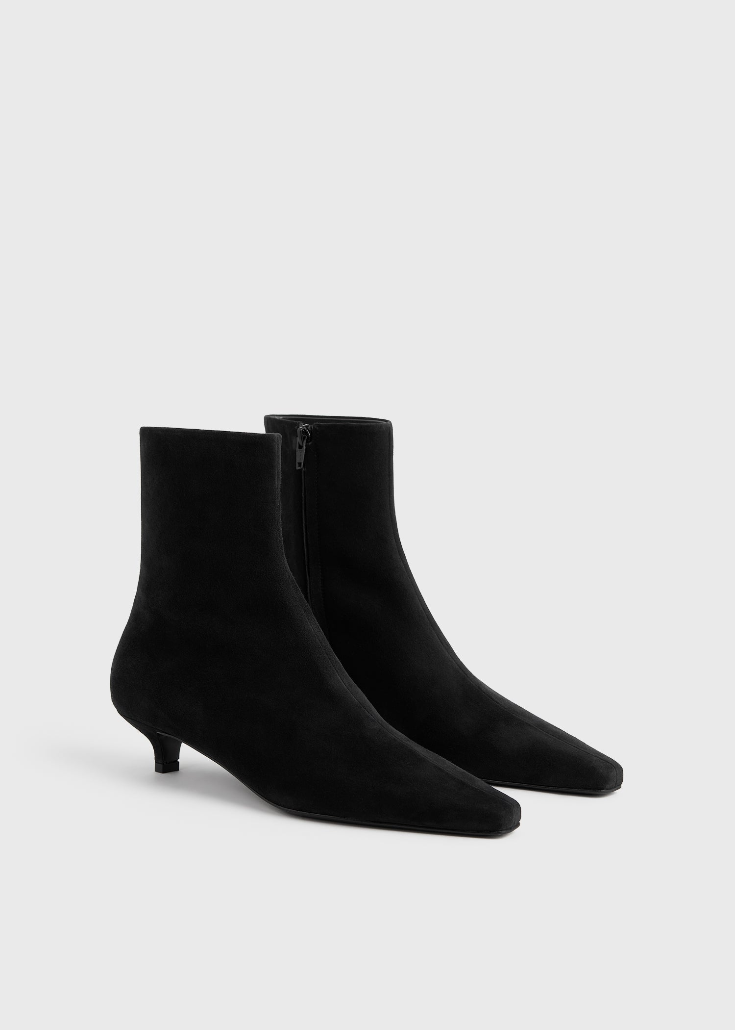 Slim suede ankle boots black