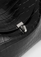 T-lock croco-embossed top handle black