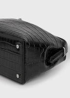 T-lock croco-embossed top handle black
