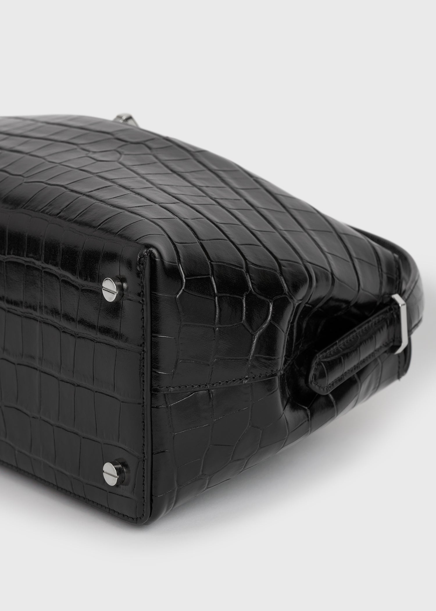 T-lock croco-embossed top handle black