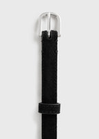 Thin suede belt black