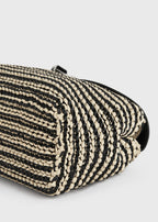 T-lock woven-leather clutch black/sand