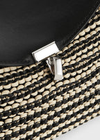 T-lock woven-leather clutch black/sand