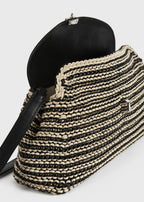 T-lock woven-leather clutch black/sand