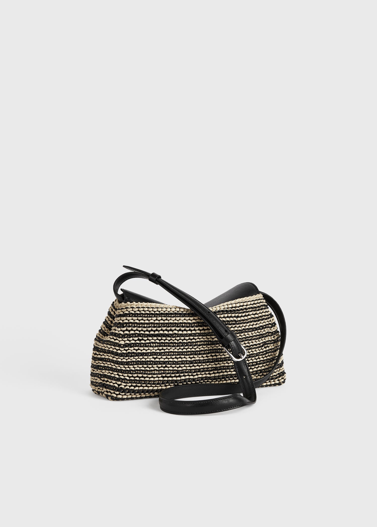 T-lock woven-leather clutch black/sand