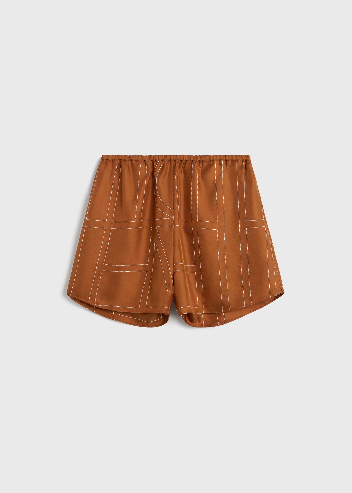 Monogram silk pj shorts terracotta