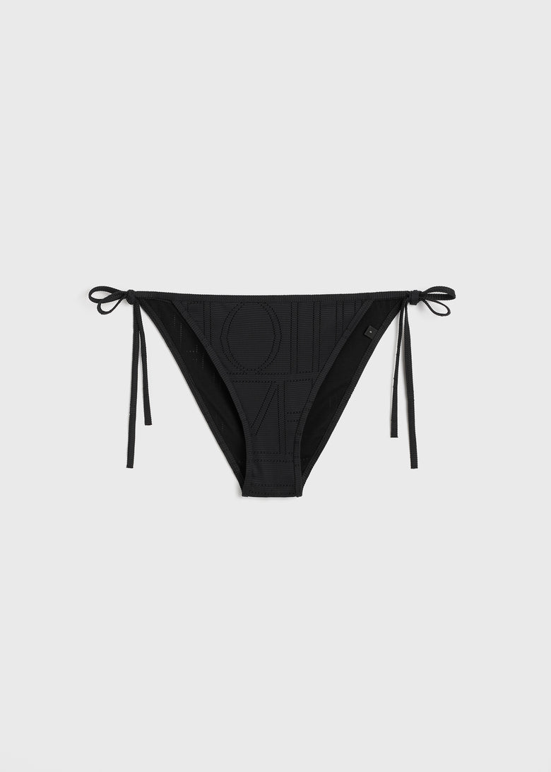 Monogram pointelle bikini bottoms black