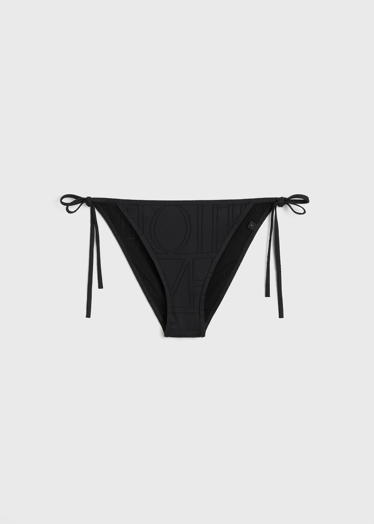 Monogram pointelle bikini bottoms black